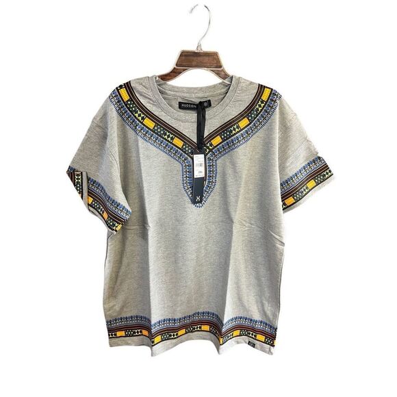 Hudson Unisex Aztec  Heather Gray Tee Shirt Sz XXL NWT - Picture 1 of 7